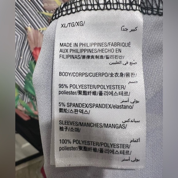 XL JM COLLECTION Tropical Floral Women's Blouse Black and Pink - Picture 8 of 11